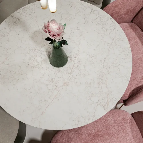 silestone-ASZTAL_Restaurante Silestone Lechic Boheme - Riviere Rose - Super Detalle Mesa