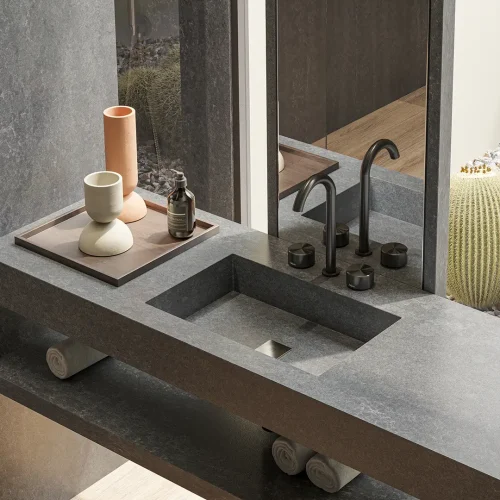 silestone-FÜRDŐSZOBA_Earthic Bathroom - Raw G - Detalle Lavabo
